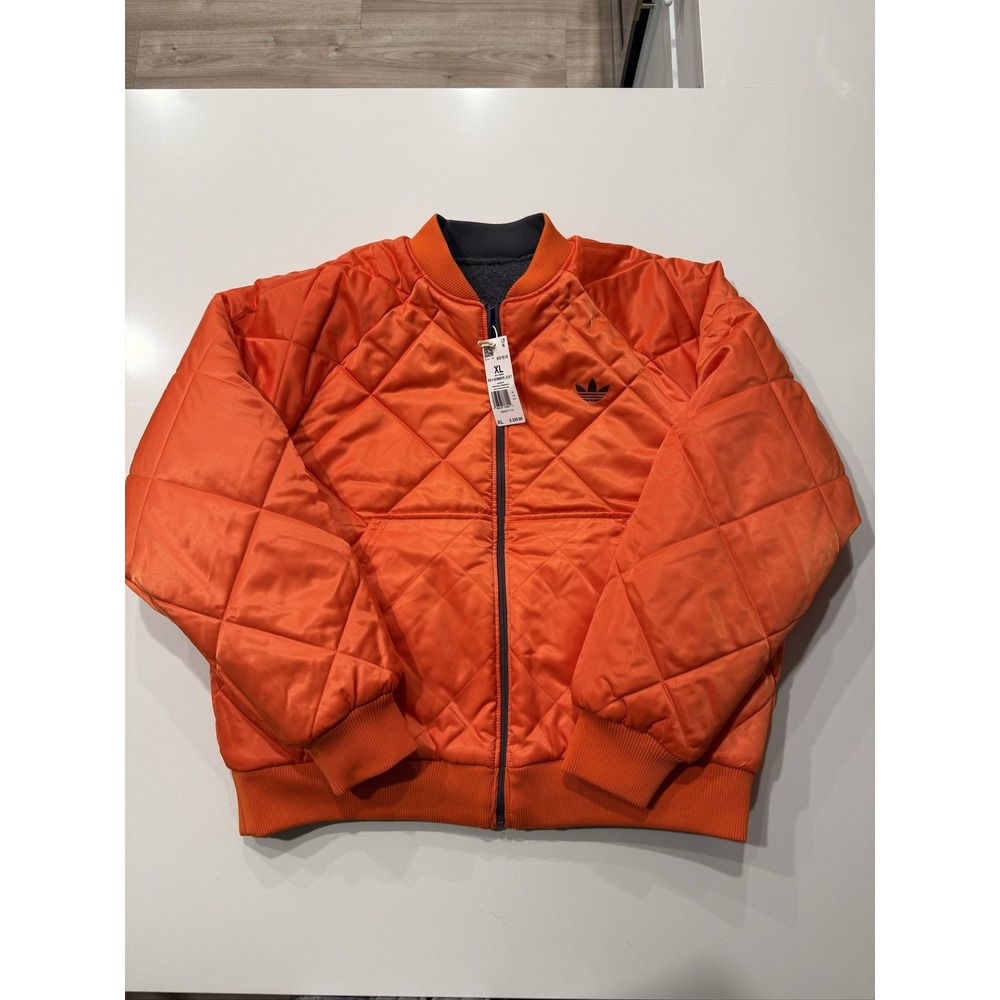 adidas Reversible Superstar Bomber Jacket Mens XL Grey Strata Orange KR7618
